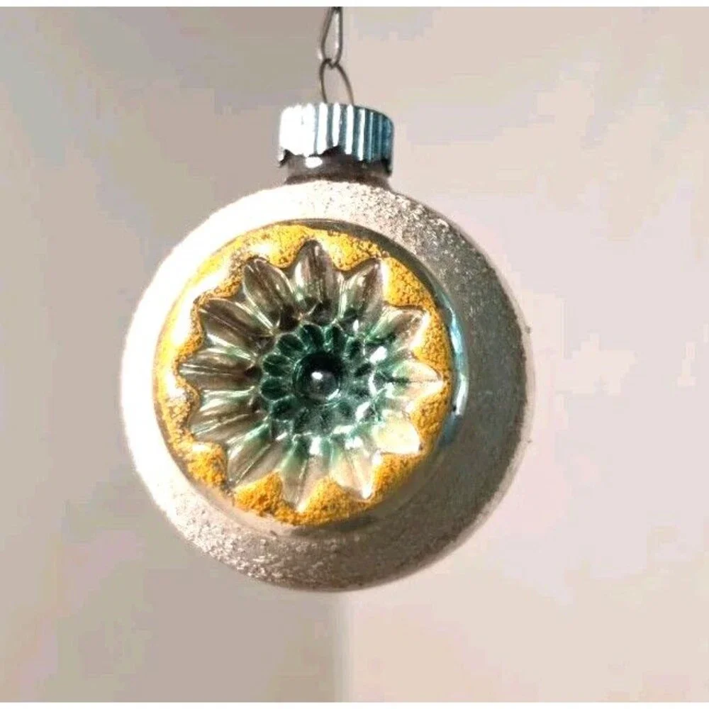 Vintage Shiny Brite Double Indent Glass Christmas Bulb